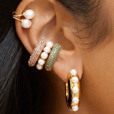 China Europe and America FASHIONABLE colorful rhinestone paved earring without hole rainbow ear cuff for sale