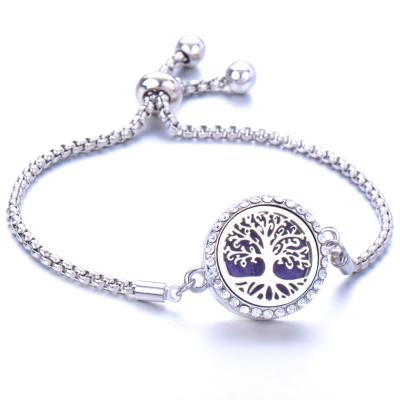 China Casual/Sporty Tree of Life 316L Stainless Steel Diffuser Bracelet Perfume Bangle Essential Oil Diffuser Aromatherapy Pendant Bracelet for sale