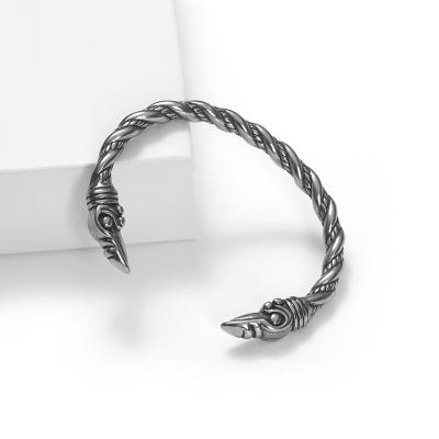 China Viking's Raven Heads Norse Arm Ring Cuff Bracelet Stainless Steel Fashion Casual/Sporty Odin Bracelet for sale