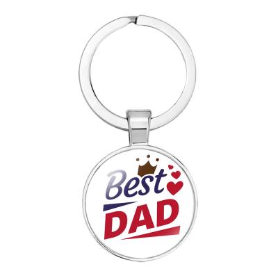 China Factory Price Metal Factory Price Father's Day Gift Super Dad Keychains Mens Jewelry Glass Pendant Key Chain Ring Holder Dad for sale