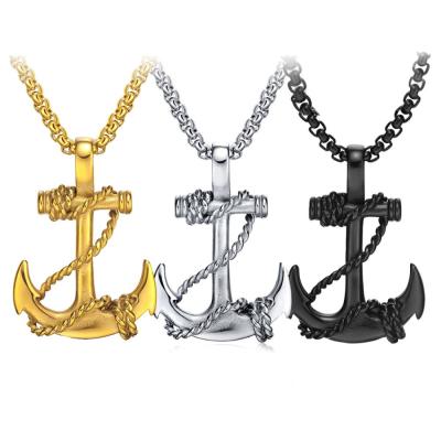 China CLASSIC Gold Tone Anchor Pendant Necklace gold plated simple infinity jewelry anchor men fashion design anchor for sale