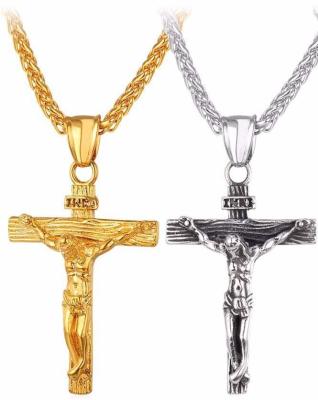 China Wholesale Fashion CLASSIC Vintage Jewelry Mens Jesus Cross Pending Necklace Cross Pendant Necklace Titanium Steel Men for sale