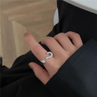 China Wholesale BOHEMIA Fashion Costume Accessories Question Mark Ring Adjustable Question Ring Solid Silver Ring for sale