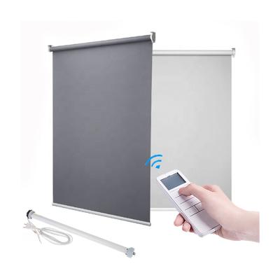 China Minimalist Indoor Intelligent Remote Control Blackout Roller Blinds Custom Battery Motorized Blinds for sale