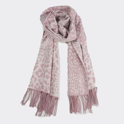 China 100% Acrylic Elegant Winter Scarf Ladies Shawl Leopard Print Jacquard Oversized Scarf for sale