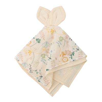 China Cute Pure Cotton Rabbit Ears Baby Security Blanket for sale