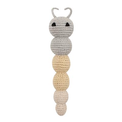 China Cotton+ployester wholesales crochet rattle handmade crochet rattle baby shape cartoon diy weave knitting animal toy for sale