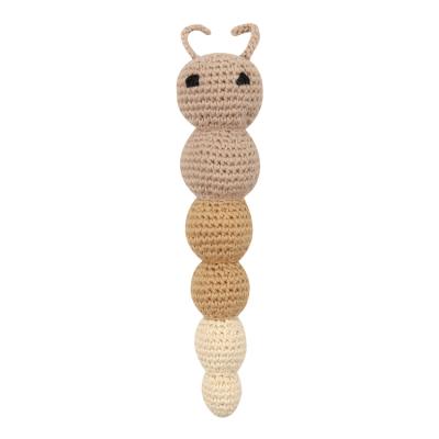 China Cotton+ployester wholesales crochet rattle handmade crochet rattle baby shape cartoon diy weave knitting animal toy for sale