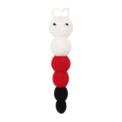 China Cotton+ployester wholesales crochet rattle handmade crochet rattle baby shape cartoon diy weave knitting animal toy for sale