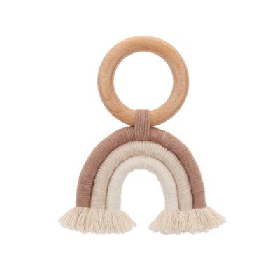 China Soft Handmade Wood Rainbow Decor Beech Ring Baby Teethers from Toy China Manufacture Wooden Ring for sale