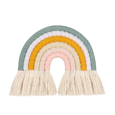 China Handmade Cotton+Polyester Weave Wall Hanging Rainbow Decoration Christmas Ornament for sale