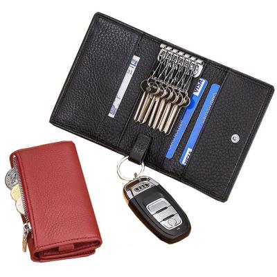 China Wholesale Custom Magnetic Leather Key Wallet Car Key Holder Luxury High Quality Women Men Card Holder With Key Chain for sale