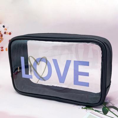 China Wholesale Waterproof Transparent Cosmetic Bag Travel Clear PVC Toiletry Bag Makeup Bag With Custom Logo For Women for sale