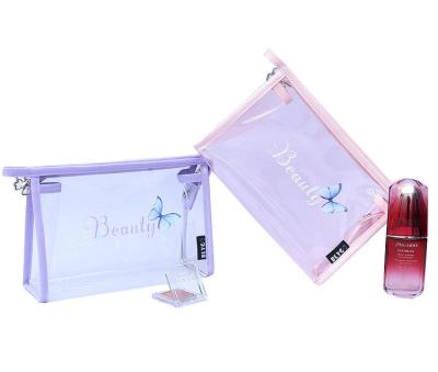 China Ladies Fashion Portable Dustproof Shockproof Travel Cosmetic Bag Waterproof PVC Zipper Makeup Transparent Bag Clearly for sale