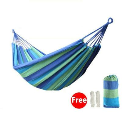 China Durable Extra Large Cotton Fabric Double Folding Garden Hammock Double Bed Outdoor Hammock for sale