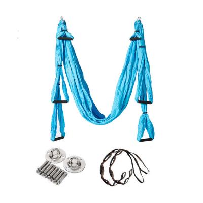 China Comfortable Aerial Yoga Swing Yoga Hammock Sling Inversion Flying Tool for Home Gym Fitness (With Ceiling Anchors) for sale