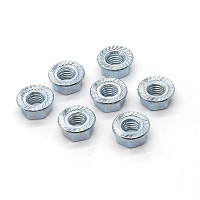 China Good Price Construction White Blue Galvanized With Soft Serration Grade 8 Class 6 Carbon Steel Hex Flange Nuts for sale