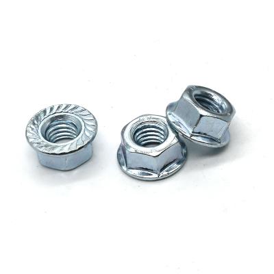 China Fast Delivery Construction In Stock Grade 8 UNF White Blue Galvanized UNC With Serration Hex Flange Nuts for sale