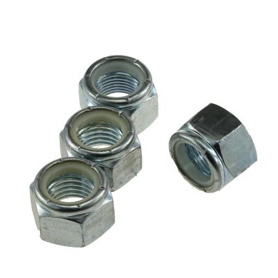 China Good Price DIN985 Heavy Industry Blue Nylon Insert Grade4 Grade8 Heat Treatment White Galvanized Metal Lock Nut for sale