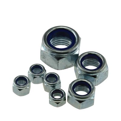 China Heavy Industry Good Price Wholesales DIN985 DIN982 Grade4 Head Mark Q195 White Galvanized Nylon Insert Nut Wholesale for sale