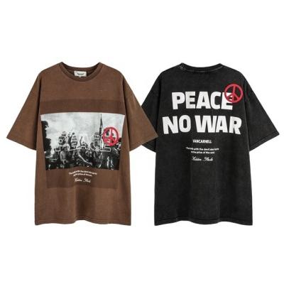 China Anti-pilling MK Summer Inspired Design Print Couple Short Sleeve Hip Hop Rap Men's Top Made of Old Wash 100% Cotton Oversize Men's T-shirt for sale