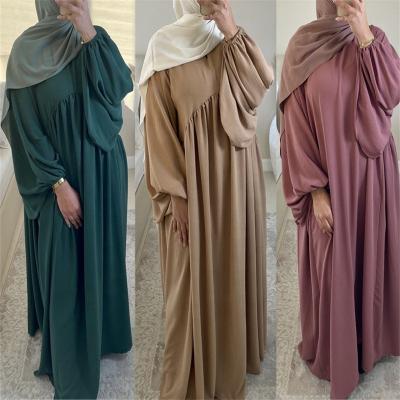 China New Arrival Solid Color Polyester Puff Sleeves Designs Women's Abaya Abaya Abaya for sale