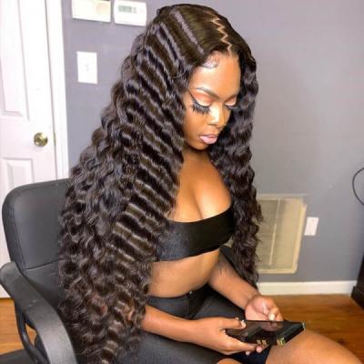 China Deep Wave 5x5 Lace Closure Hair Wig, Deep Wave 30 HD Closure Wigs, HD 5x5 Lace Closure Wigs Pre Plucked With Baby Hair for sale