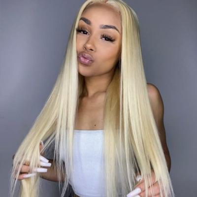 China 40 Inches Virgin Hair Straight Raw Transparent Lace Front Wigs For Black Women, Blonde Water Wave Wig Full Plucked Brazilian Pre Plucked for sale