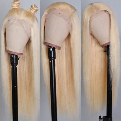 China Cheap Straight Water Wave Lace Wigs 100% Virgin Hair , Pre Pluck 613 Blonde Lace Front Peruvian Hair Wig for sale