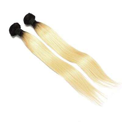 China 1B 613 Raw Indian Straight Hair Bulk Blonde Hair Black Roots Blonde Hair Weave for sale