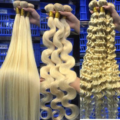 China Straight Cuticle Aligned Virgin Brazilian Blonde Human Hair, 28 Inch Straight Blonde Virgin Hair Bundles 613 for sale