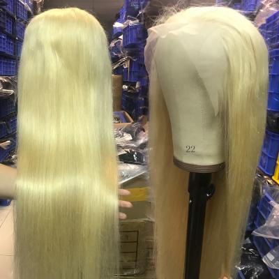 China Virgin Deep Wave 13x4 Cuticle Aligned Straight Lace Front Human Hair Wigs, 613 Blonde Transparent Full Lace Hair Frontal Wigs for sale