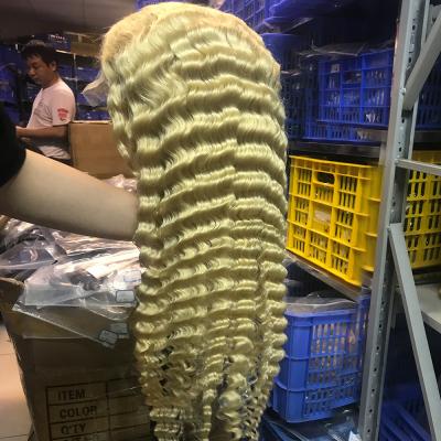 China Sheer Lace Front Brazilian, 40 Inch Blonde 13x4 Straight Wave 13x4 Human Hair Deep Wave Full Lace Human Hair Wigs 613 for sale