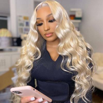 China Best Original Straight Lace Front Wigs, 100% Blonde Hair Brazili Pre Pluck To Lace Deep Wave Full Lace Frontal Wig With Baby Hair for sale