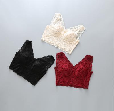 China Silk/cotton silk bra with the inner layer of silk lace bra, thin type with breast protection, vest type silk bra without steel ring for sale