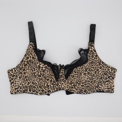 China Plus Size Women's Sexy Lingerie Bra Ladies Breathable Underwear And Thin Leopard Print Brief Sets And Lace Up Panty Briefs for sale