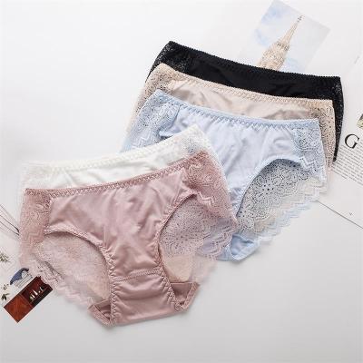 China Antibacterial Sexy Lace Lingeries Silk Panties For Women for sale