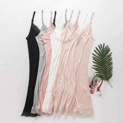 China New Design 100 Silk Breathable Sexy Lace V Neck Women Camisole Dress Pajamas for sale