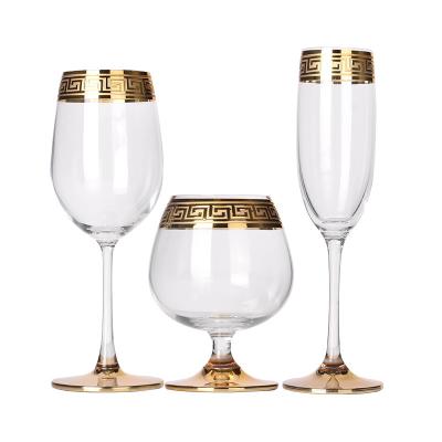 China Gold Plated and Silver Plated Brandy Glass Champagne Glass Luxury Gold Viable Red Wine Glass for sale