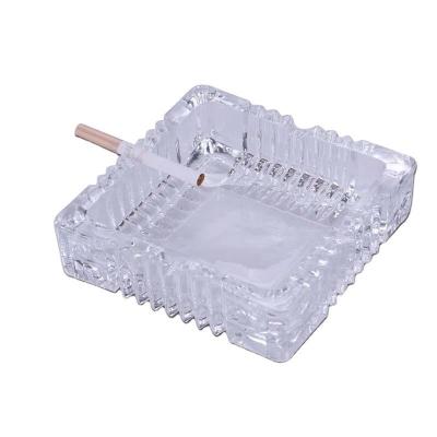 China Ashtray Office Home Durable Clear Glass Square Crystal Ashtray for sale