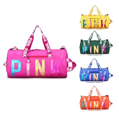 China Fashion Keep Logo Large Capacity Pink Duffle Perfect Customized Bags Gym Women Waterproof Sports Travel Bag for sale