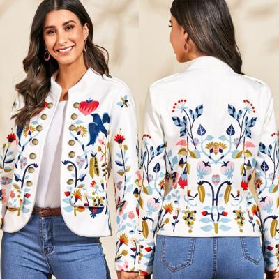 China 2021 breathable new autumn and winter round neck floral jacket long-sleeved jacket women for sale