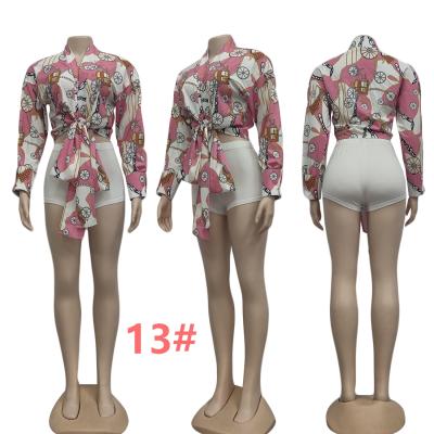 China Womens Fashion Digital Printed Breathable Casual Long Sleeve Shirt Top for sale