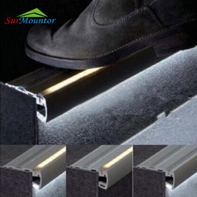 China Shield Led Strip Cinema LED Profile Aluminum For Stair Nose Lighting With Anti-Slip Rubbers for sale