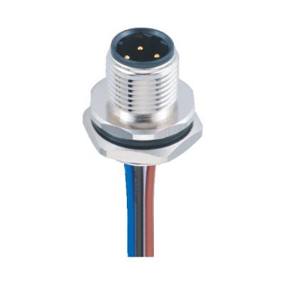 China Rear Mounting Ethernet Cable Connectors Solder Type M12 4 Pole Male Hydrolysis Resistant for sale