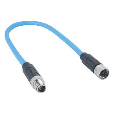 China IP68 Ethernet Cable Connectors Male To Female Cordsets Molded With 2M Cat 6a LAN Cable for sale