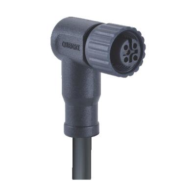 China NMEA 2000 Plug M12 T Connector Female , Right Angle Plug Connector With Micro Cable for sale