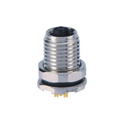 China Industrial Cable Connectors M5 Panel Receptacle , Solder Type 3 Pin Round Connector for sale