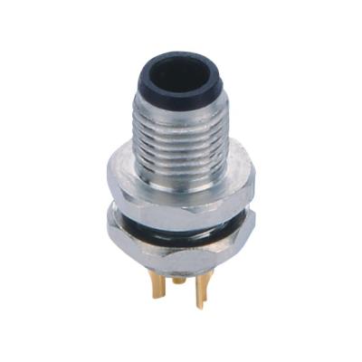 China Industrial Cable Connectors M5 A Coding , Rear Fastened Male 3 Pin Connector Gold Plated for sale