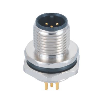 China PCB Type Power Cable Connectors , M12 Panel Receptacle Circular Power Connector for sale